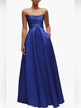 Dessy Collection Strapless Royal Blue A-Line Evening Gown